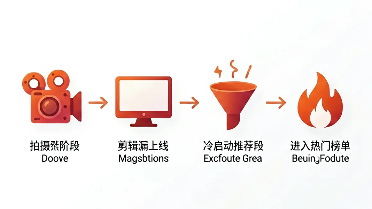 蜜桃95天堂短片内容创作流程示意图，展示从拍摄到上线再到热门推荐的完整链路